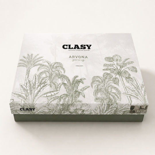 Clasy Home Σετ Παπλωματοθήκη Βαμβακερή 200x220cm Διπλή με 2 Μαξιλαροθήκες & 1 Σεντόνι Πράσινη
