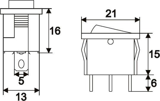 Set 5 Blau Led Rocker Ein-Aus-Schalter 250V 6A Panel Schalter 3 Pins 5 Stück