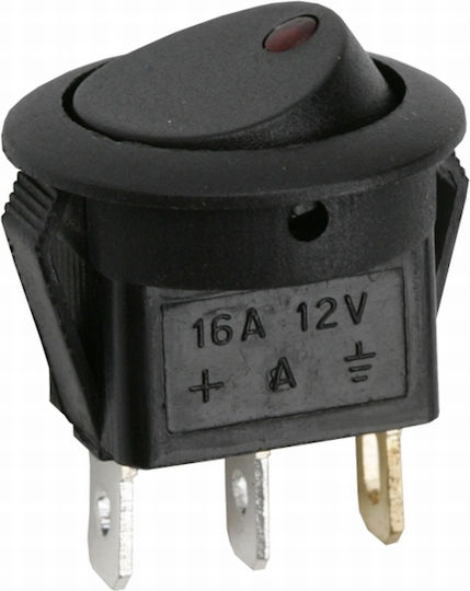 Set 5 Round Rocker Switches Led Red 16a 12v Dc On-off 20 Mm Mounting