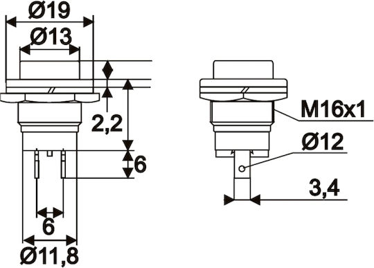 Set 5 Momentary Spst 2a 250v Push Button Switches Normally Open M16 Panel Green Set 5 Pcs
