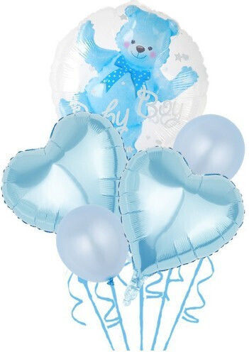 Set 5 Baloane Aniversare Folie Albastre Jumbo 60 cm