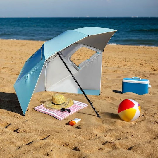 Nils NC17114 Umbrelă de Plajă Diametru 2.4m cu Umbrelă și Protecție UV Albastră