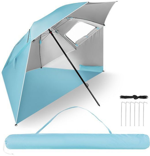 Nils NC17114 Umbrelă de Plajă Diametru 2.4m cu Umbrelă și Protecție UV Albastră