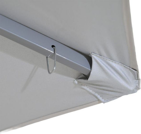 Summer Club Lagoon Beach Umbrella Diameter 2m with UV Protection and Air Duct Silver Beige