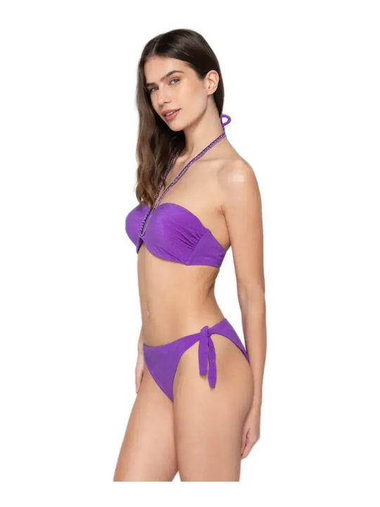 Slip Bikini cu Dantelă Ciclamino