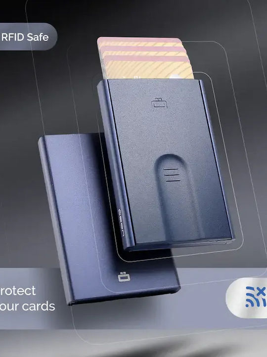 Men's Card Wallet with RFID Blue