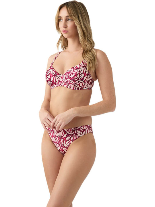 Bikini Σουτιέν D Cup Floral Μπορντό
