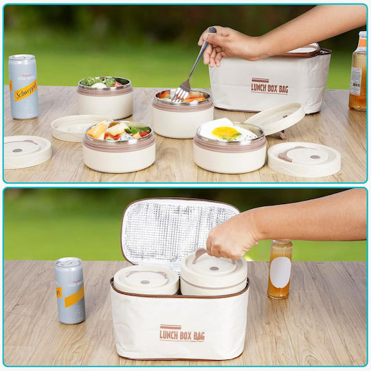 Belle Vous Set Mittagsboxen Inox Isolierte Lunchbox Grau 25x13cm 4 Stück