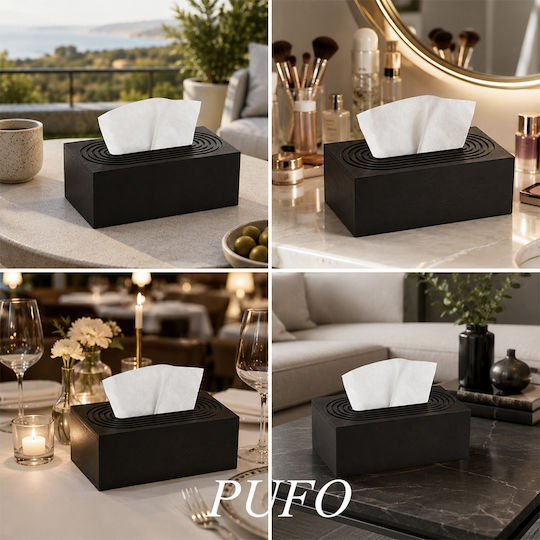 Χαρτοπετσετοθήκη Ξύλινη Μαύρη 25x14cm