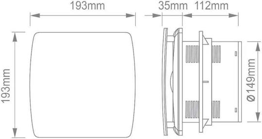 Fan Стенен Вентилатор За Баня 150mm Черен