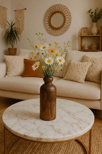 SteweHome Wooden Brown Vase Diameter 2x Height 19cm