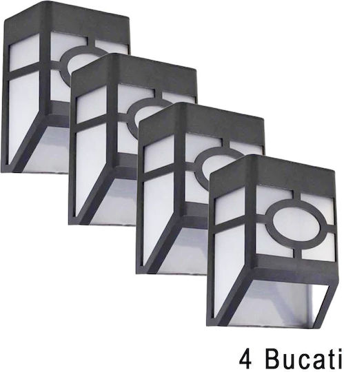 Alista Home Set 4 Lampi Solare 5W 10lm cu Lumină Alb Rece 5000K IP65 11.8x8.6x5cm