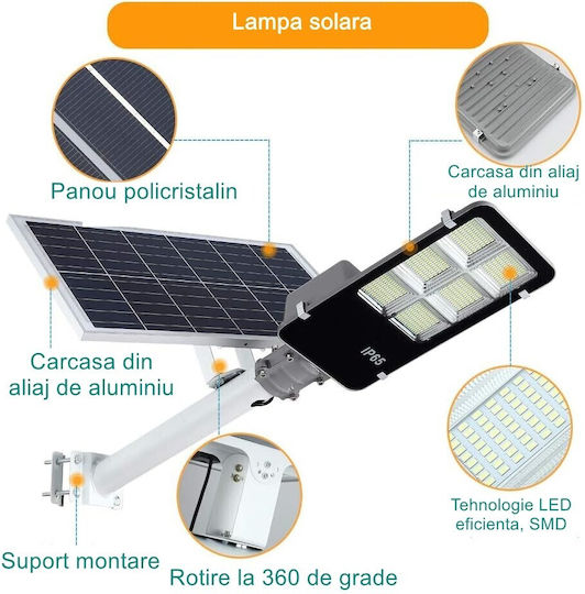 Alista Home Lampă Solară de Stradă 12W 7200lm Alb Rece 6500K cu Senzor de Mișcare și Telecomandă IP65 38.6x13.3x6.5cm