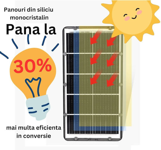 Alista Home Lampă Solară de Stradă 40W 3000lm Alb Rece 6500K cu Senzor de Mișcare și Telecomandă IP65 70.3x36.5x8.7cm