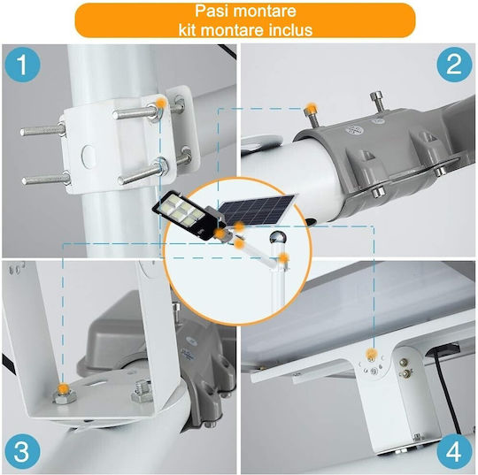 Alista Home Lampă Solară de Stradă 12W 7200lm Alb Rece 6500K cu Senzor de Mișcare și Telecomandă IP65 38.6x13.3x6.5cm