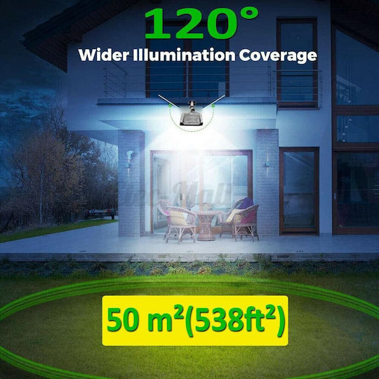 Alista Home Lampă Solară Montată Pe Perete 25.6W 3072lm Alb Rece Cu Senzor De Mișcare Și Telecomandă IP65 23x11.5cm