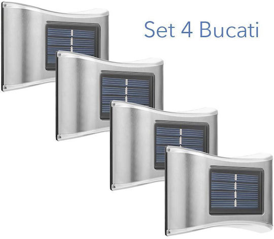 Alista Home Set 4 Lampi Solare Montate Pe Perete Alb Rece 6500K Cu Senzor De Mișcare IP65 10x6.5cm