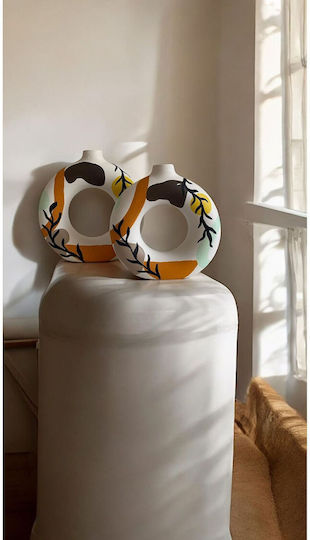 SteweHome Set Vaze Decorative Ceramice Bej 2 Bucăți