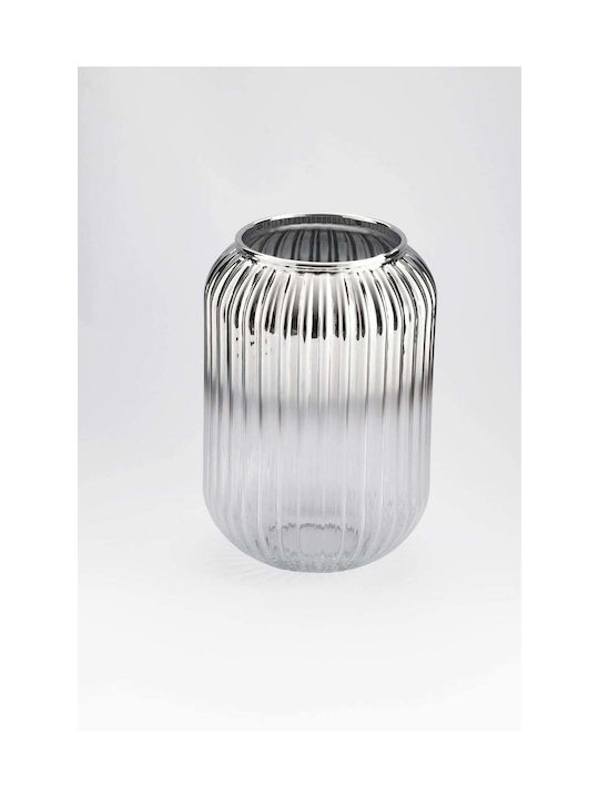 SteweHome Decorative Silver Glass Vase Y20cm