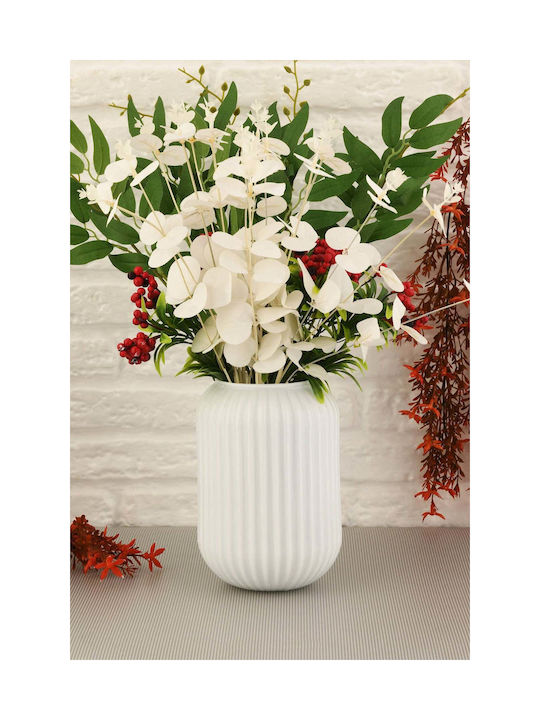 SteweHome Decorative White Glass Vase Y20cm