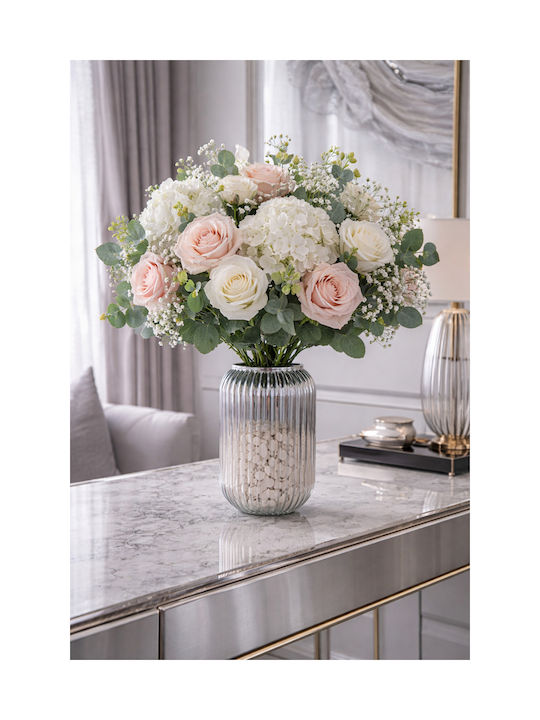 SteweHome Decorative Silver Glass Vase Y20cm