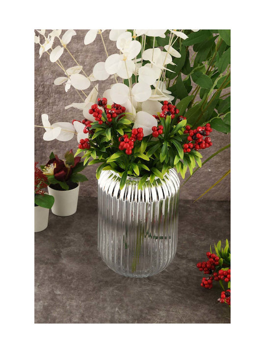 SteweHome Decorative Silver Glass Vase Y20cm