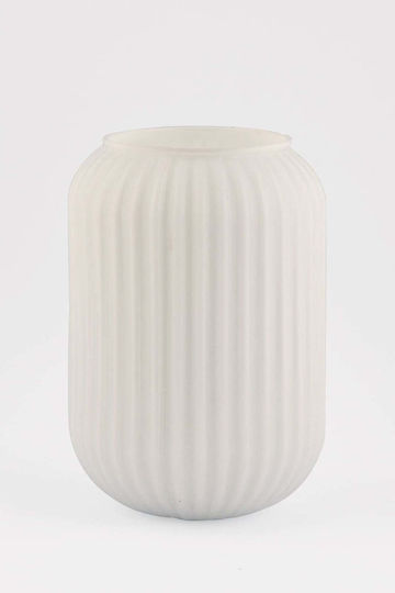 SteweHome Decorative Glass Vase White 10x10xH20cm
