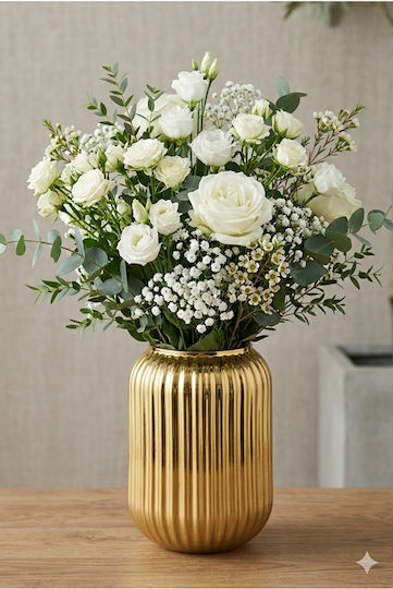 SteweHome Decorative Glass Vase Gold 10x10xH20cm