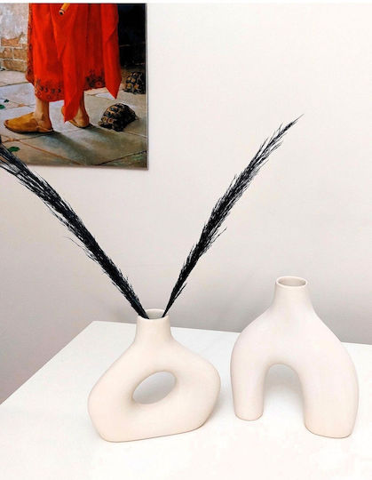 SteweHome Set Vaze Decorative Ceramice Bej 2 Bucăți