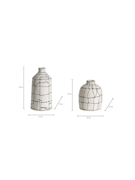 SteweHome Set Decorative White Ceramic Vases H35cm 2 Pieces