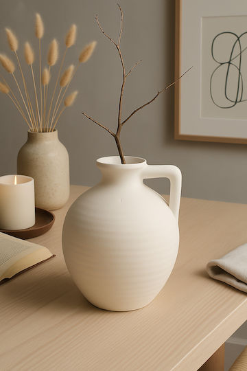 SteweHome Decorative Beige Ceramic Vase