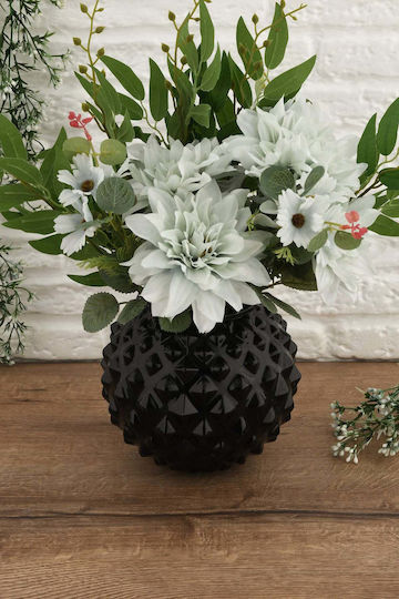 SteweHome Decorative Black Glass Vase H12cm