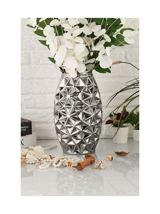 SteweHome Decorative Grey Glass Vase