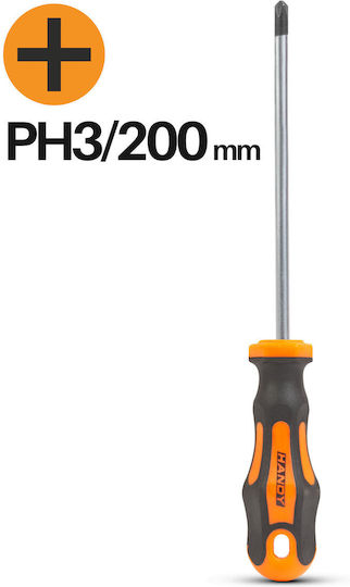 Отвертка Phillips PH3 200 мм Дължина Хром-ванадиева Стомана Ергономична Неплъзгаща Се Дръжка