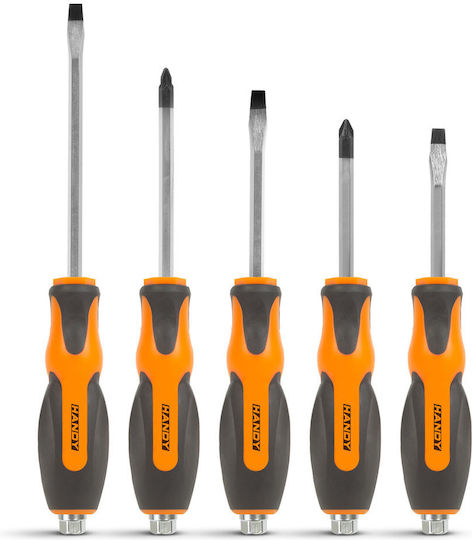 Impact Screwdriver Set 5 Pieces Sl Pz Ergonomic Non-slip Handle Heavy Use