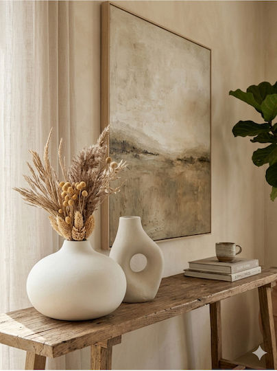 SteweHome Set Of Beige Ceramic Vases 9xH9cm 2 Pieces