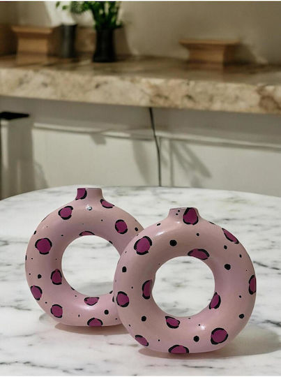 SteweHome Set Of Pink Ceramic Vases 17xH19cm 2 Pieces