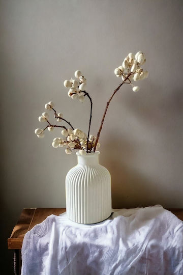SteweHome Decorative White Concrete Vase