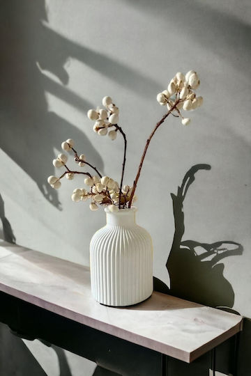 SteweHome Decorative White Concrete Vase