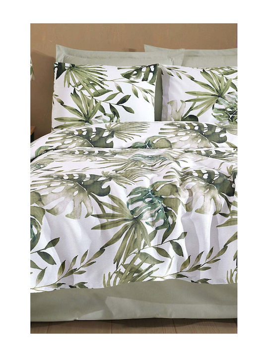 SteweHome Cotton Duvet Cover Set 160x230cm Single With Pillowcase Green