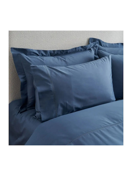 Vesta Home Set Duvet Cover Cotton Satin 260x240cm King Size with 2 Pillowcases Nemesis Blue