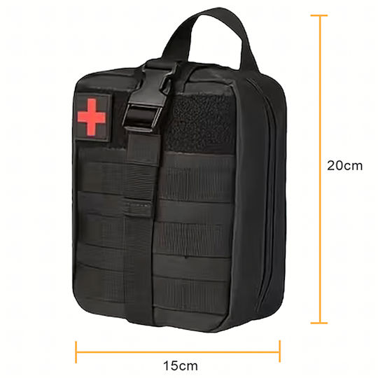 Kit de Supraviețuire Zola Foarfecă Pensetă Bandaje Garou Comprese Pătură Termică Sistem de Atașare Molle Impermeabil 20 × 15 × 11 Cm Negru