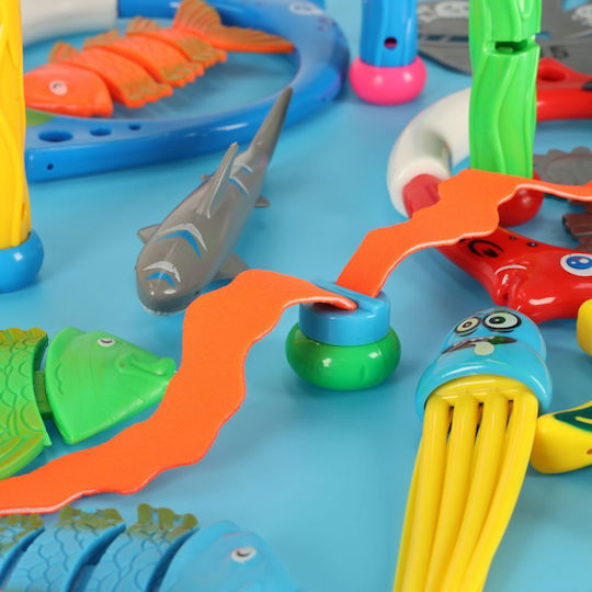 Set 27 Jucării De Înot Pentru Copii Ikonka Water World Design Atrăgător Culori Vii Forme Marine Într-un Sac De Depozitare