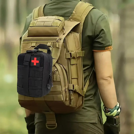 Kit de Supraviețuire Zola Foarfecă Pensetă Bandaje Garou Comprese Pătură Termică Sistem de Atașare Molle Impermeabil 20 × 15 × 11 Cm Negru
