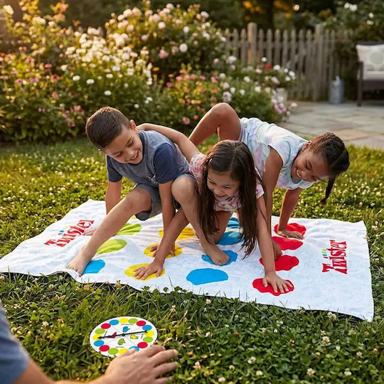 Twister Плажна Кърпа Игри – Плажна Кърпа & Класическа Настолна Игра 2--1 Колело 6+ Години