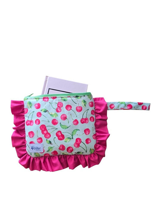 Handgemachte Kulturbeutel mit Frucht Frucht Kirschen Rosa-Limette Handgemachte Kulturbeutel mit Frucht Frucht Kirschen Rosa-Limette