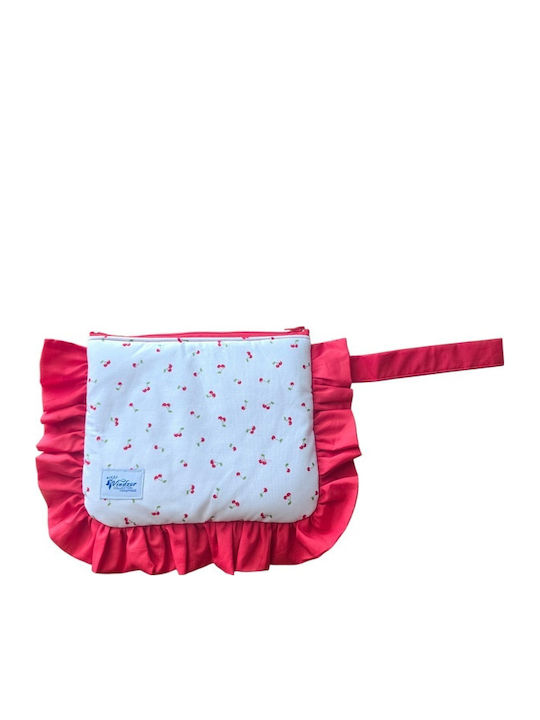 Handmade Kulturbeutel with Frucht Frucht Cherry Rot Weiß