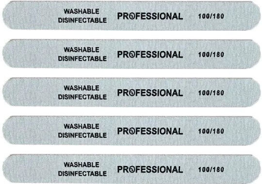 Trendy Professional Nail Files Gray Straight 100/180 Set 5 Pieces Hnf-39