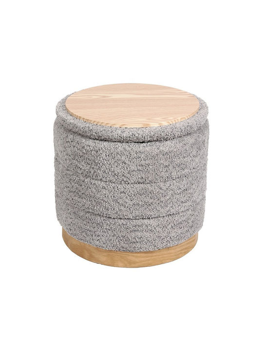 Footstool With Storage Space Upholstered With Fabric Pelen Grey 39x39x37cm