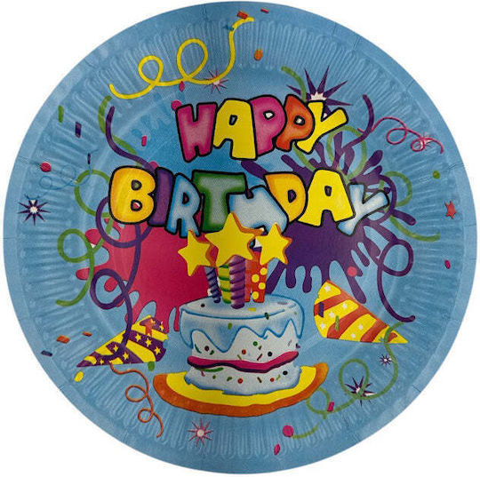 Party Happy Birthday Plates Set 12 Pieces 18 Cm